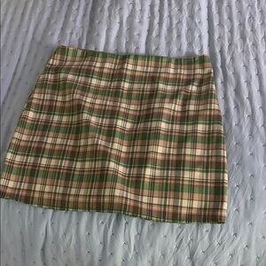 Zara Green and Brown Plaid Mini Skirt
